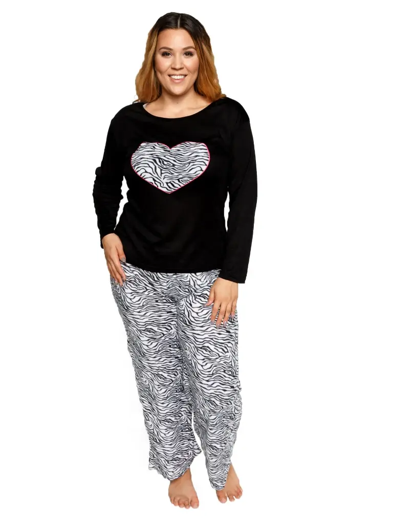 Xehar Women's Plus Size Soft Plush Comfy Zebra Print Nightwear