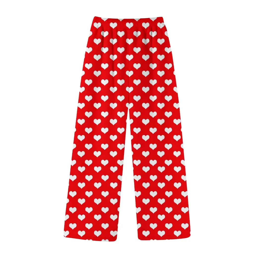 Cozy Women's Red Heart Print Lounge Pants Soft, Comfortable Sleepwear 