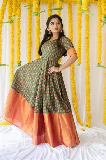 Long Border-Silk Ethnic Dress